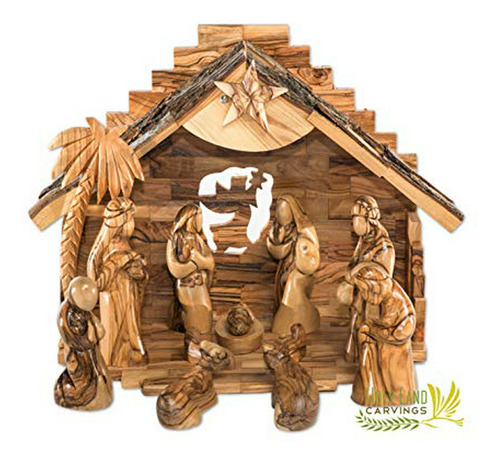 Set Nacimiento Madera Oliva Santa - 12 Figuras Musicales - D