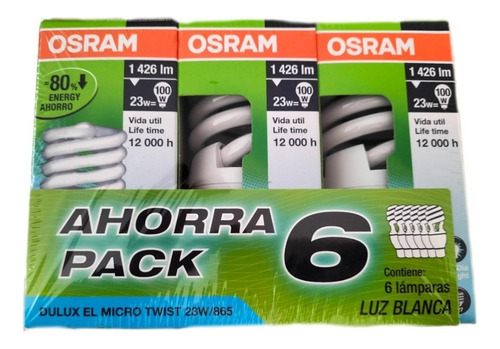 Foco Ahorrador Osram Espiral Luz Fría Con 6 Focos De 23 Watt Color De La Luz Blanco Frío