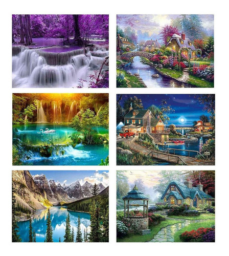 6 Pack Paint By Numbers Kits For Adults,landscape Waterfall