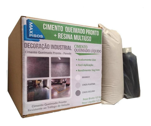 Kit Cimento Queimado Pronto Piso Cinza Escuro Max Pisos