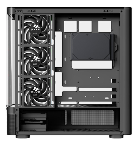 Gabinete Xyz Quantum Pro 4 Fans Controler Curved 2d Glass Usb C Digital Screen Black