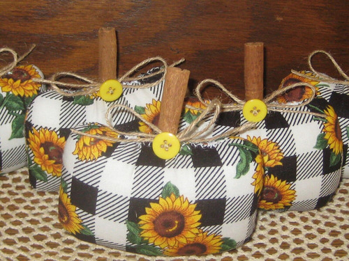 Fall Decor 5 Buffalo Check Fabric Pumpkins Bowl Fillers Bbc