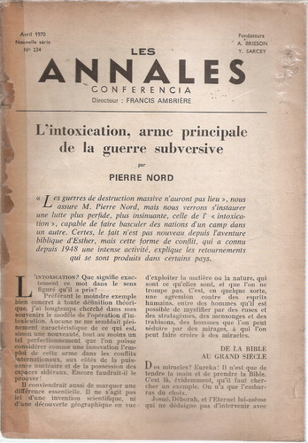 Revista Les Anales Nº 234 France Avril 1970 (sin Tapa )