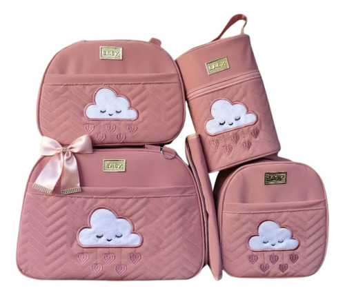 Bolsa Mala Saída Maternidade Kit Bebê Chuva De Amor 5 Peças