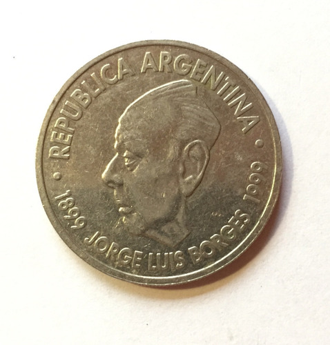 1-moneda 2pesos-aniv. Nacimiento Jorge L. Borges-usada-1999