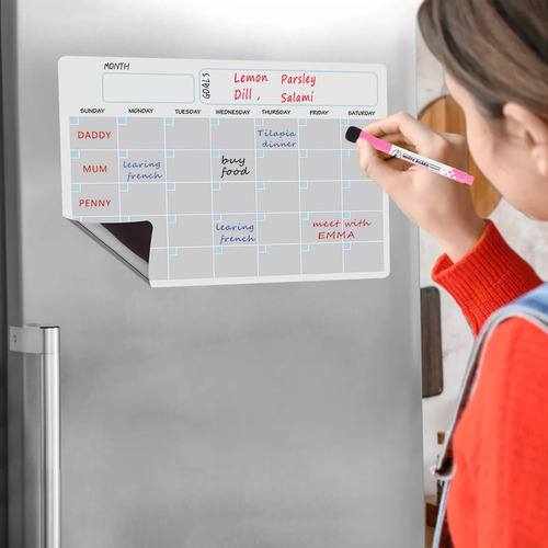 Calendário De Parede Semanal Com Ímãs Apagáveis Para Criança
