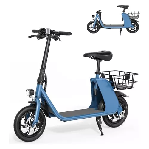  SAY YEAH Patinete eléctrico con asiento plegable para adultos,  scooter con motor de 500 W, scooter Citycoco con asiento y frenos duales,  scooter para adultos con neumáticos de 10 pulgadas 