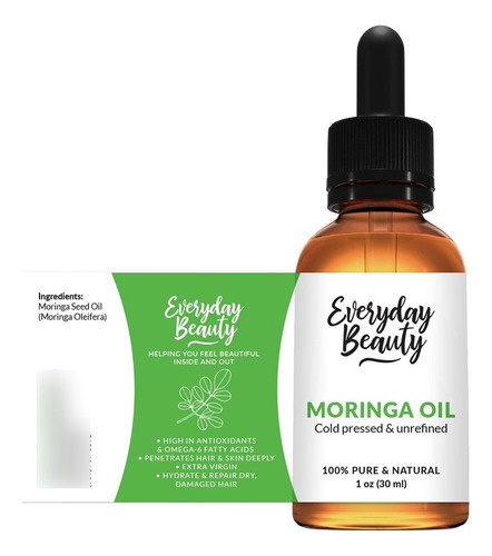 Aceite De Moringa, Virgen Extra, 100% Puro, Sin Refinar Y P.