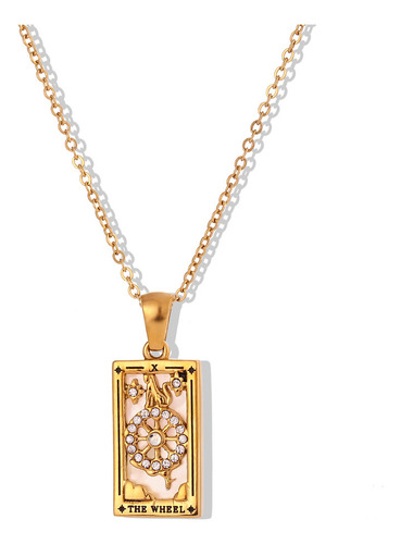 Collar De Tarot Rectangular De Acero Inoxidable Retro