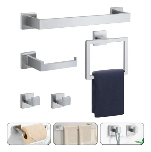 5pzs Juego De Accesorios De Baño Completo 304 Inoxidable