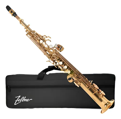 Saxofone Soprano Reto Sib 2 Tudel Dourado C/ Estojo Zss-600l