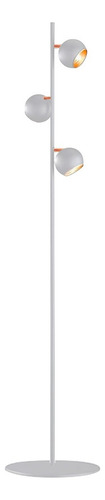 Lampara De Pie 3 Luces Moderna Bocha Movil Luz Spot Led Gu10 Estructura Blanco Pantalla Blanco/cobre