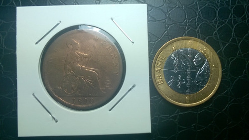 Inglaterra Reino Unido Moeda 1 Penny 1890 Bronze 31mm #0236