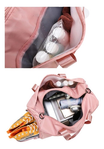 Bolsa Feminina Mala Pink Academia Fitness Transversal Casual Cor Rosa-claro Desenho do tecido Liso