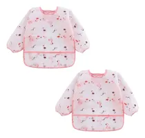 Comprar Kit 2 Babadores Flamingo Manga Longa Avental Impermeável Cor Rosa Tamanho Un
