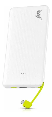 Power Bank 10000mah Carregador Portátil Cabo Integrado Usb Branco