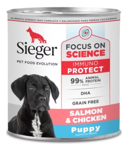 Sieger Alimento Humedo Salmon Lata 340gr Puppy Cachorros 