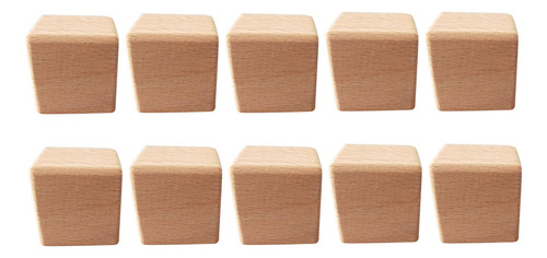 10 Piezas De Cubos Cuadrados De Madera, Bloques De Madera