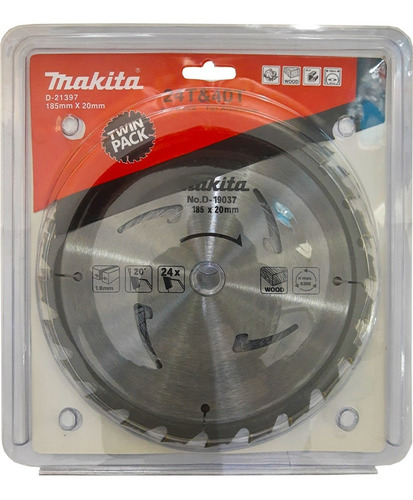 Disco Hoja Sierra X2 Makita 185mm 24dt 40dt Madera D-21397