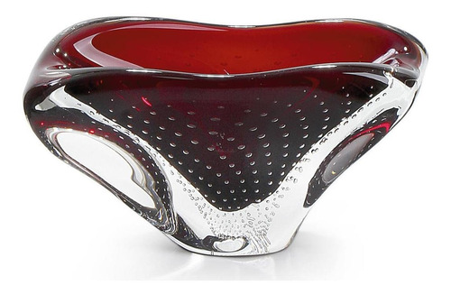 Centro De Mesa Em Cristal Murano Vermelho São Marcos 22,5cm