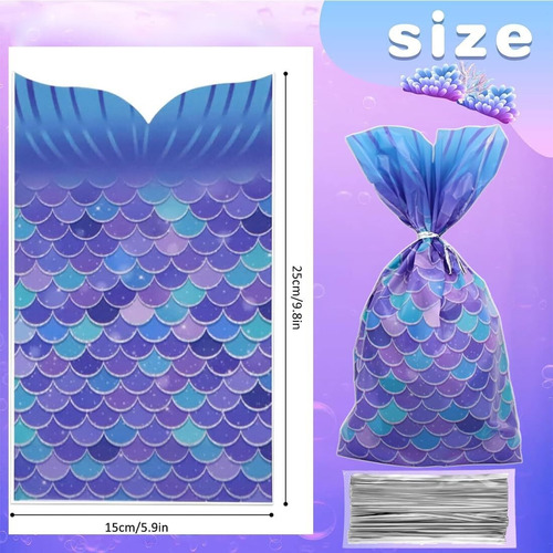 100 Bolsas Regalo Fiesta Sirena,embalaje Bolsa De Halloween
