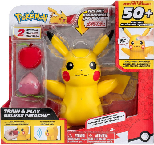 Pokémon Figura Pikachu Entrena Y Juega Deluxe +50 Reacciones