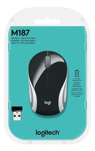 Logitech M187 Mini Mouse Inalámbrico, 2.4 Ghz Negro