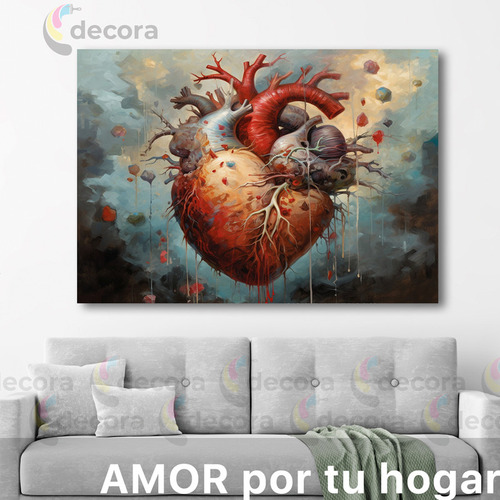 Cuadro Canvas Corazon Cardiologia Arte Medicina 60x40 Cd1