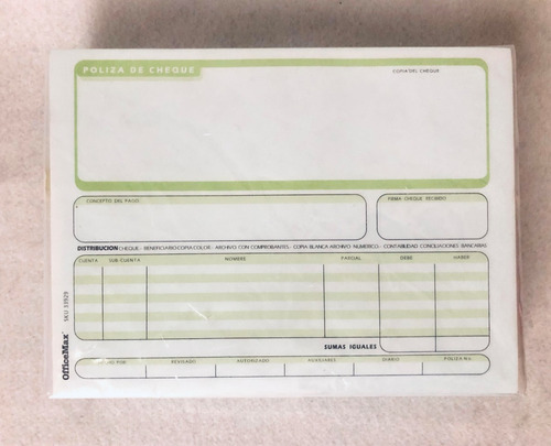 Poliza De Cheque 1/2 Carta 25 Juegos De Original Y Copia (Usado)