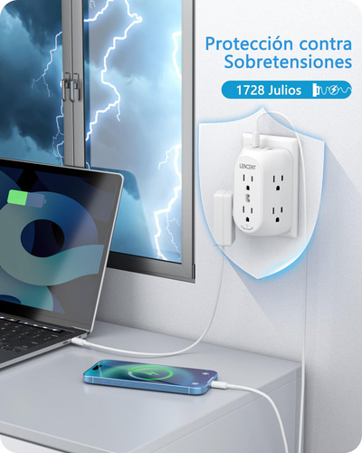 Multicontacto Pared Usb Adaptador De Enchufe 3 A 2 Clavijas