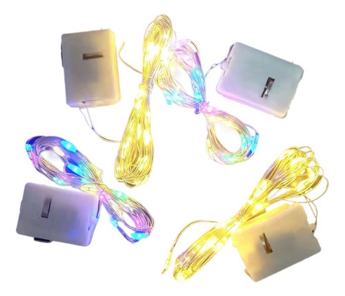 Cadena De Luces Led De Alambre De Cobre Con Botón De Caja