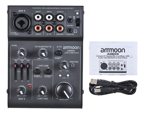 Ammoon Age03 5-channel Mini Mic-line Mixing Console Mixer