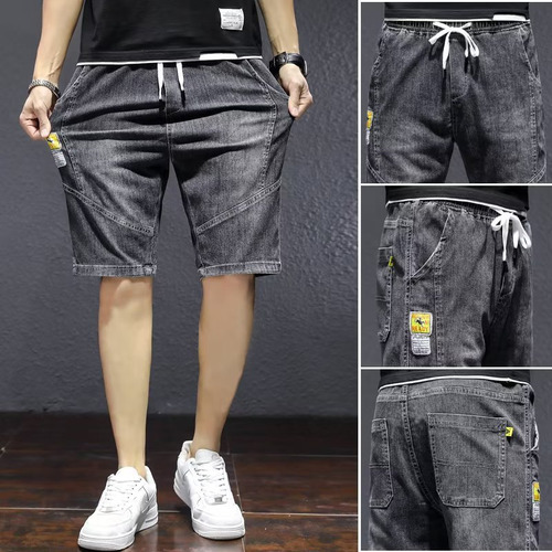 Pantalones Cortos Casuales De Mezclilla De Mezcla De Algodón