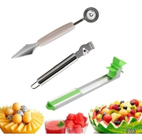 Kit Cortadores, Boleador, Decorador Melancia E Frutas - Inox