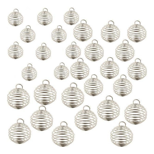 2x30pcs Colgantes De Jaulas De En Espiral Chapadas En Plata