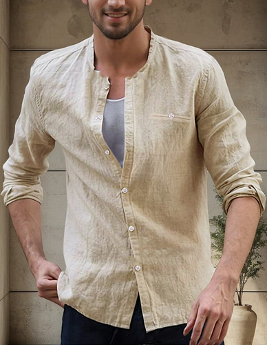 Ropa Casual De Lino De Algodón De Color Puro Para Hombre