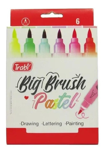 Marcador Trabi Big Brush Pastel Ideal Lettering X 6 Unidades