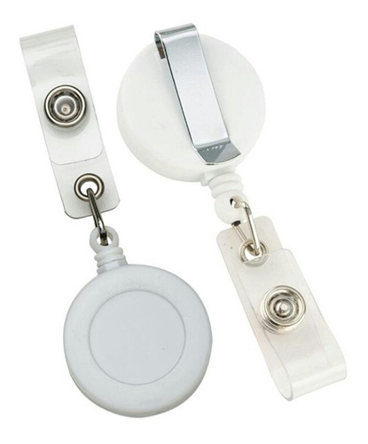 Porta Crachá Retrátil Roller Clip Branco Leitoso 20 Unidades