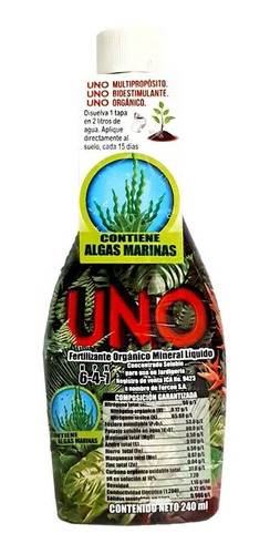 Fertilizante Nutriente Liquido Uno Npk 240ml Cultivo Jardín