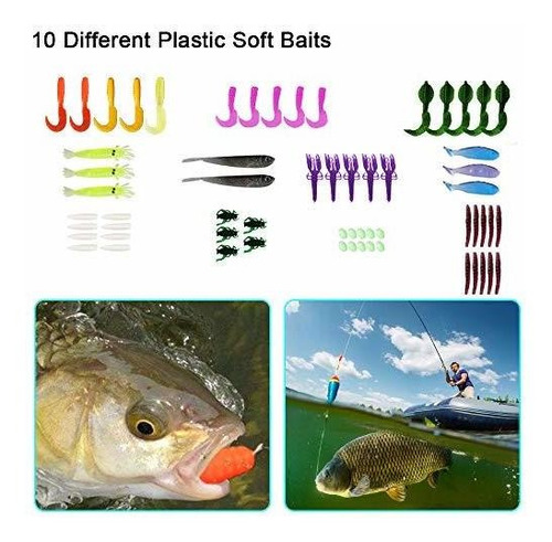 Forlovv Juego 100 Señuelo Pesca Cebo Artificial Plastico