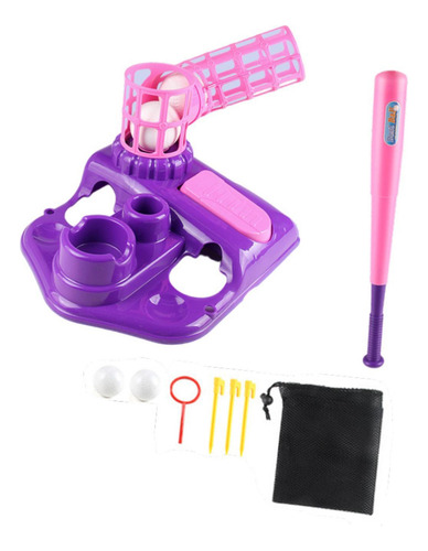 W Máquina Lanzadora Con 4 Pelotas Blandas Y Bate, Violeta