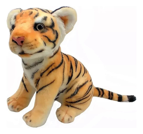 Tigre Pelúcia Sentado 25 Cm Altura Antialérgico Cor Laranja