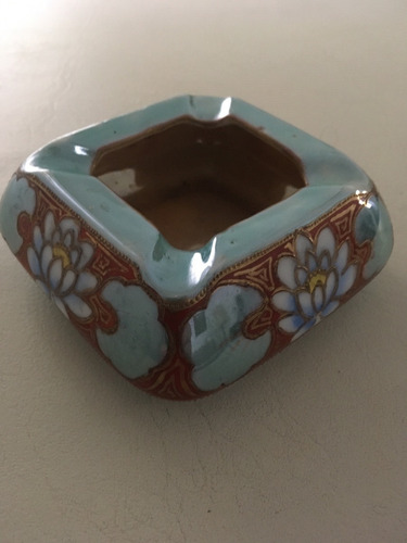 Cenicero De Porcelana Vintage Pintado A Mano Japón