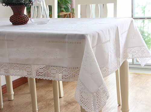 Toalha De Mesa De Jantar De Renda, Mesa Bordada Com Fios Des