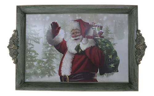 Bandeja Decorada Natal Com Moldura Vintage 40x26 Cm