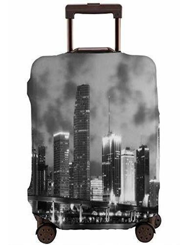 Maleta - Nicokee Travel Suitcase Cover Miami City Skyline Bl