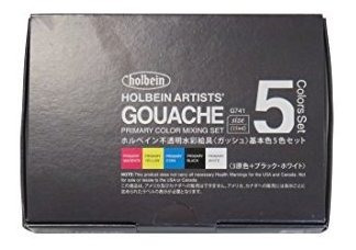 Set Holbein 5 Colores Gouache (importado Japón)