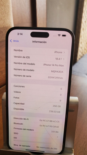 Apple Iphone 14 Pro Max (256 Gb) - Negro Espacial Negro (Usado)