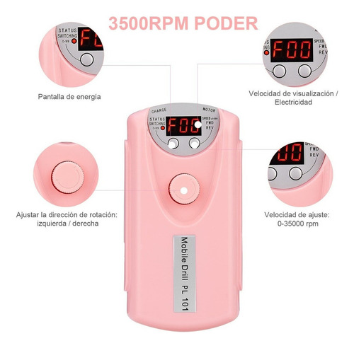 Esmeril Para Uñas Profesional Drill Pulidor Kit 35000 Rpm