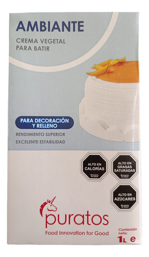 Crema Chantilly Vegetal Puratos Ambiante Sin Lactosa 1 Lt